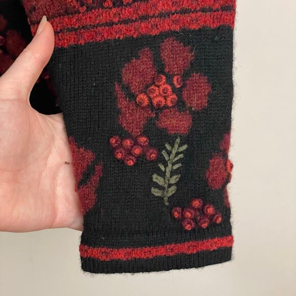 Vintage XL Frost long sleeve jacket embroidered floral cottagecore knit cardigan - Picture 7 of 12